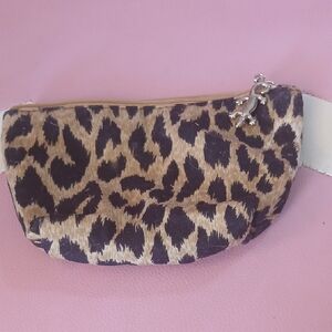 Leopard Print Cosmetic Bag with Silver Charm